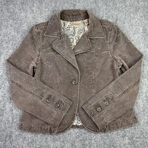 i.e. relaxed Blazer Jacket Womens M Brown Embossed Floral Boho Whimsigoth Y2K